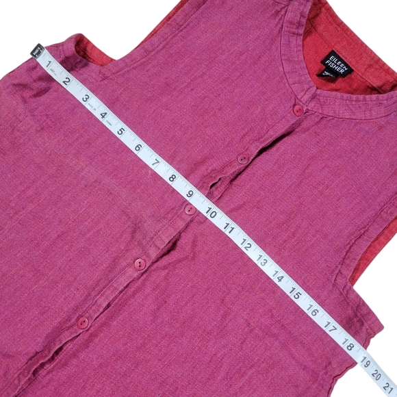 Eileen Fisher 100% Linen Top Womens S Pink Sleeveless Button Up Mandarin Collar - Picture 7 of 8